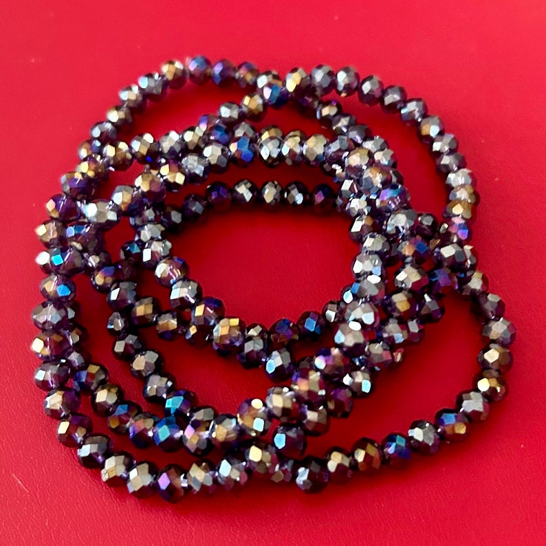 Purple Five Stack Crystal Bracelet Set image 5