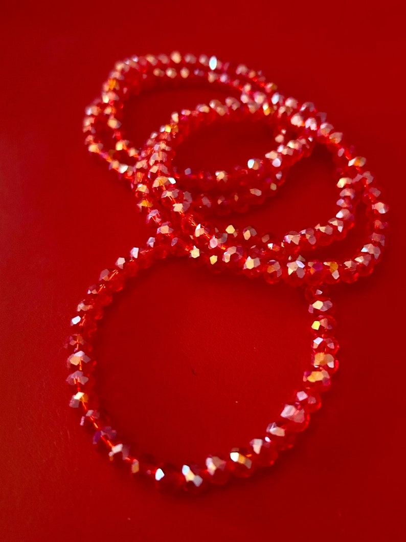 Red 5 Stack Crystal Bracelet Set image 4
