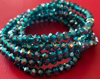 Teal Five Stack Crystal Bracelet Set!