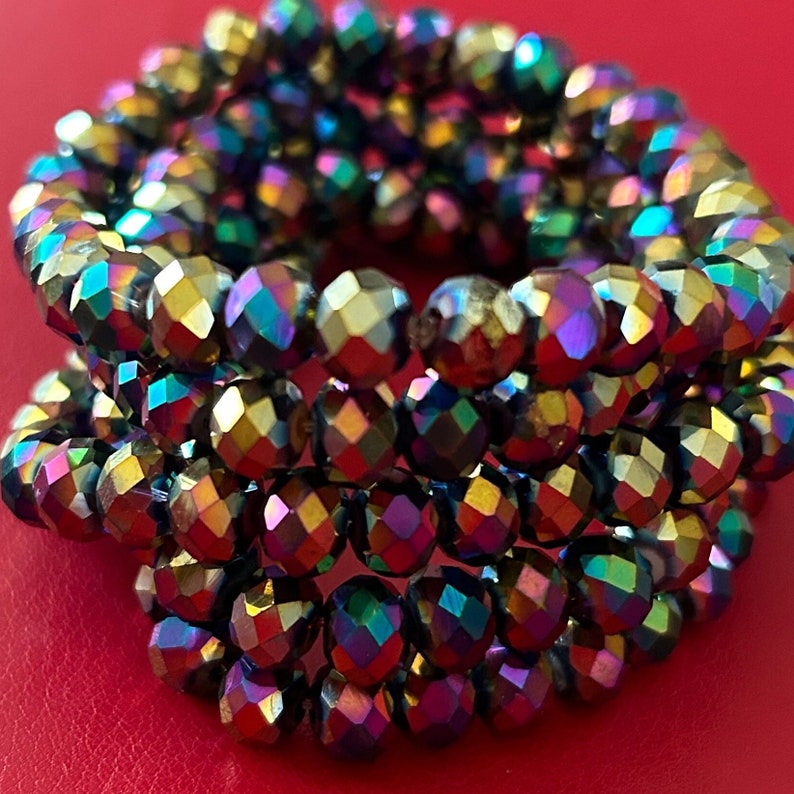 Only One 5 Stack Rainbow Metallic Crystal Bracelet Set image 3