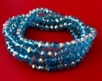 Aqua Five Stack Crystal Bracelet Set!