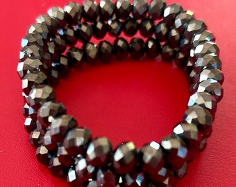 Metallic Chocolate 3 Stack  Crystal Bracelet Set!