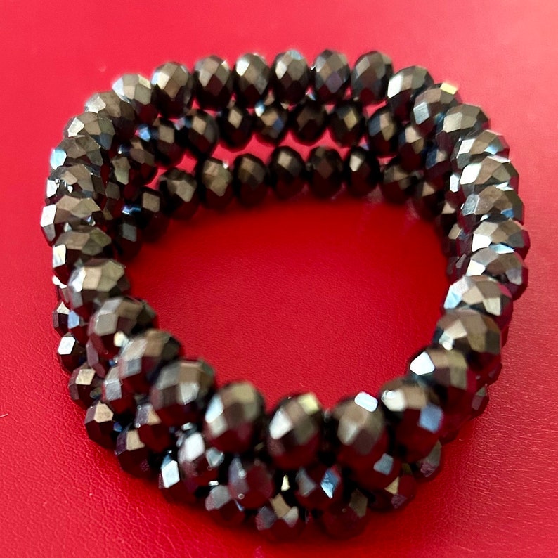 Metallic Chocolate 3 Stack Crystal Bracelet Set image 1