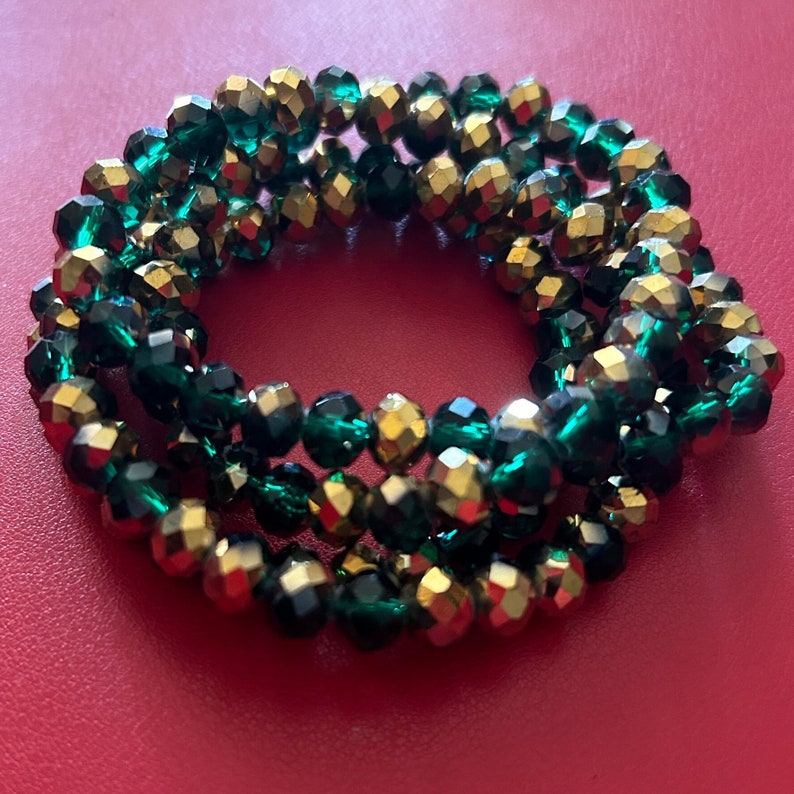 4 Stack Gold & Green Crystal Bracelet Set image 2