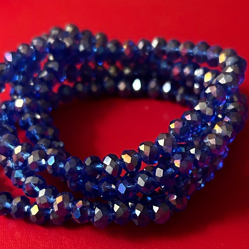 One of a Kind Royal Blue Five Stack Crystal Bracelet Set image 1