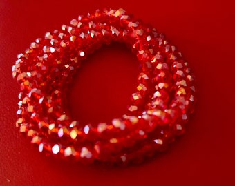 ¡Juego de pulseras de cristal rojo de 5 pilas!