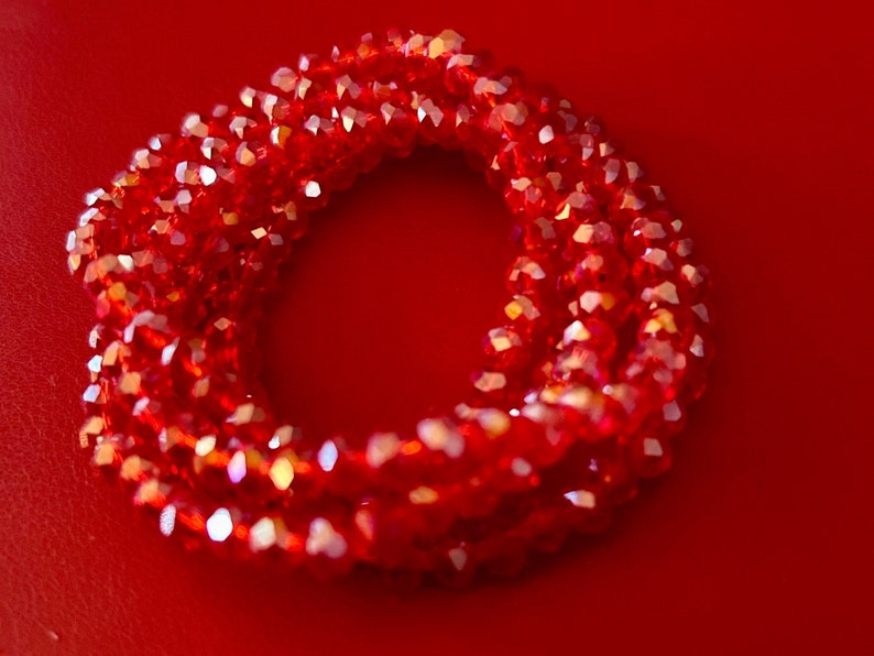 Red 5 Stack Crystal Bracelet Set image 1