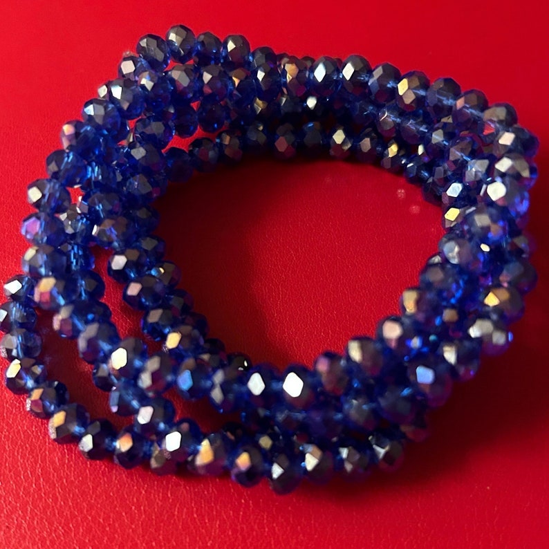 One of a Kind Royal Blue Five Stack Crystal Bracelet Set image 3