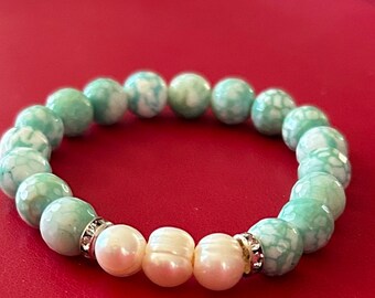 Unique en son genre! Magnifique bracelet amazonite et eau douce !