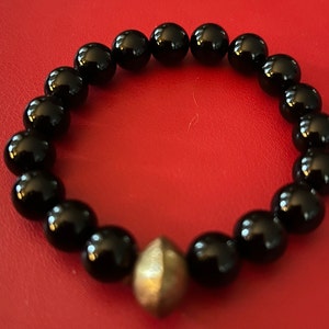 Onyx & African Brass Bracelet Protection Stone image 2
