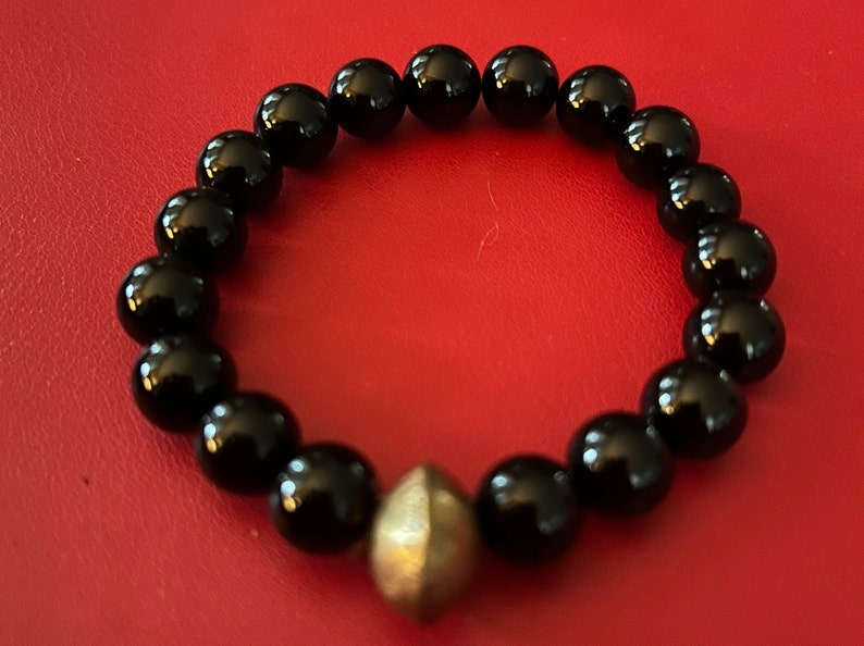 Onyx & African Brass Bracelet Protection Stone image 2