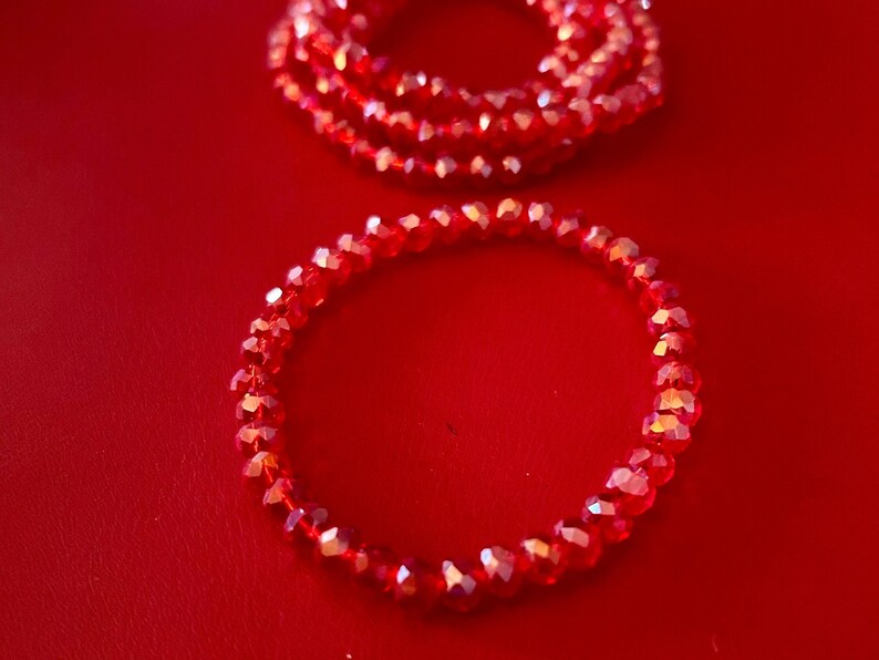 Red 5 Stack Crystal Bracelet Set image 2