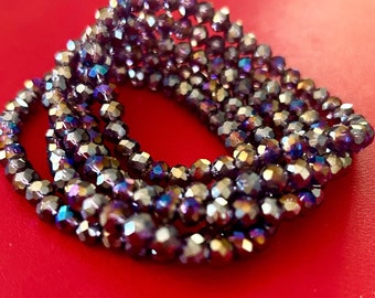 Purple Five Stack Crystal Bracelet Set!