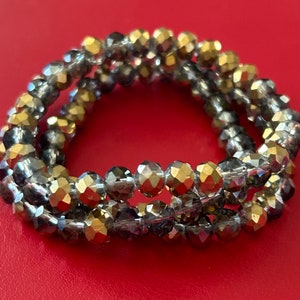 Gold & Clear 3 Stack Crystal Bracelet Set image 1