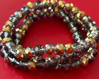 Gold & Clear 3 Stack  Crystal Bracelet Set!