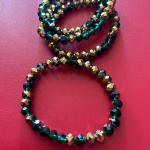 4 Stack Gold & Green Crystal Bracelet Set image 3