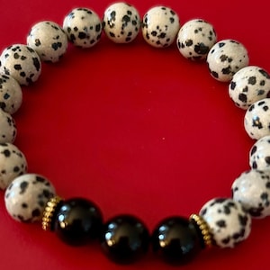 Bracelet de pierres précieuses en jaspe et onyx Unique en son genre Chaka racine image 1