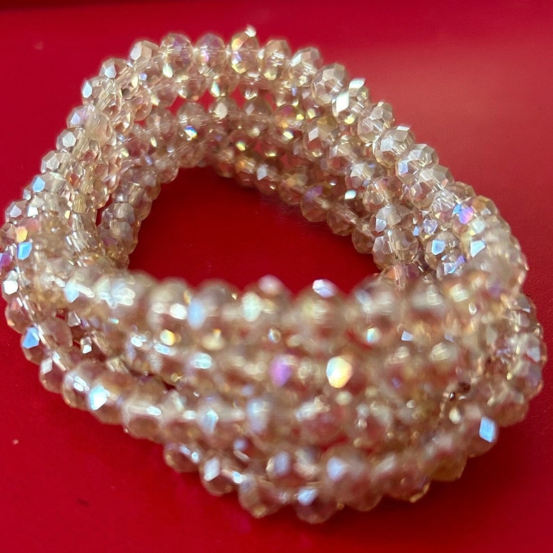 Five Stack Champagne Crystal Bracelet Set image 1