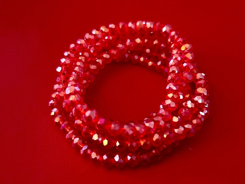 Red 5 Stack Crystal Bracelet Set image 5