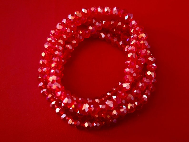 Red 5 Stack Crystal Bracelet Set image 3
