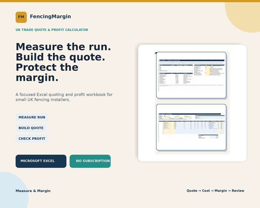 Fencing Quote Calculator | UK Installer Profit & Pricing Spreadsheet ...