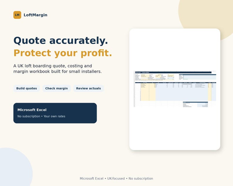 Loft Boarding Quote Calculator | UK Installer Pricing & Profit Excel ...
