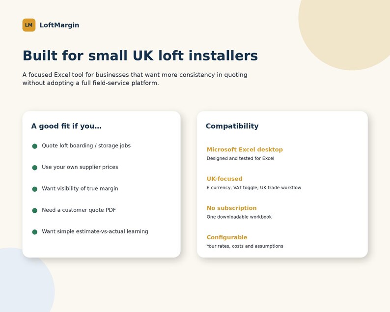 Loft Boarding Quote Calculator | UK Installer Pricing & Profit Excel ...