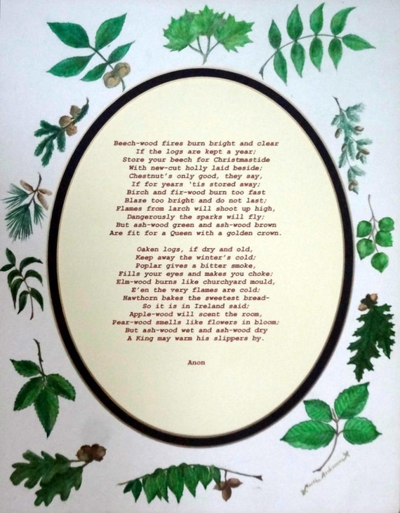 Classic Illustrated firewood poem 8 x 10 framed print on 8.5 Etsy
