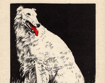 1940 Antique Russian Wolfhound Dog Art Print Diana Thorne Borzoi Print Gallery Wall Art Birthday Gift 7995d