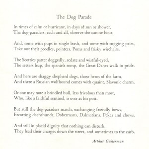1940s Dog Parade Poem Poetry Print Poodle Pointer Pomeranian Scottish Terrier Print Arthur Guiterman  Dog Poetry Print Gift Idea 12681g