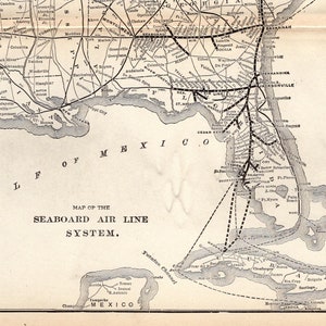 1908 Antique Seaboard Air Line Railway System Map Seaboard Airline Railroad Map Birthday Gift for Dad 2913