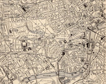 1921 Antique LONDON Street Map Wall Decor Vintage City Map of London England Black and White Map Birthday Wedding Anniversary Gift 4106