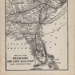 1918 Antique Seaboard Railway Map Vintage Seaboard Railroad Map Birthday Gift for Dad Anniversary 2728