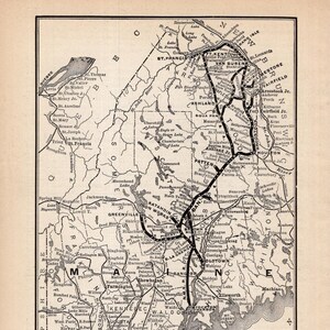 1915 Antique Bangor and Aroostook Railroad Map Maine Railway System Map Wall Art Birthday Gift for Dad 3322
