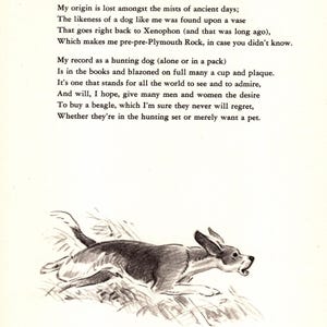 1940s Vintage BEAGLE Poetry Print Wall Art Decor Morgan Dennis Beagle Poem Print Illustration Pet Art Birthday Gift Idea 11300g