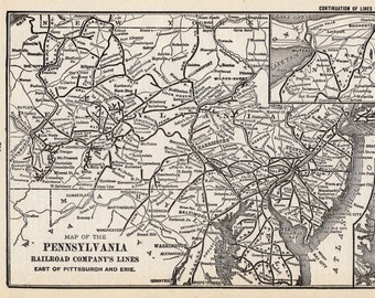 Pennsylvania Railroad Map 1909 Pa Railroad Map | Etsy