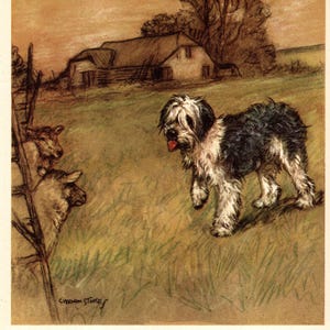 Antique Old English Sheepdog Print Wall Art Decor 1947 Vernon Stokes Sheepdog Illustration Lodge Cottage Decor Gift for Birthday vs 11415k