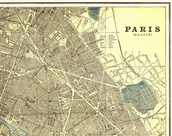 1898年アンティーク パリ フランス ストリートマップ ヴィンテージ