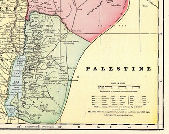 Antique Large Palestine Map 1901  Map of Palestine Wall Decor George Cram Atlas Map Anniversary Gift for Birthday Wedding 2010