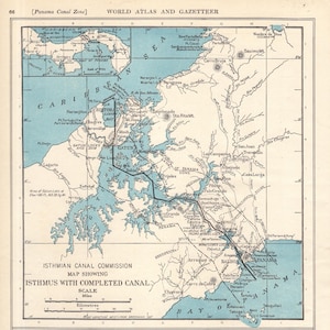 1914 Antike PANAMAKANAL Karte Seekanal Karte Geschenk für Reisenden Hochzeitstag 3023
