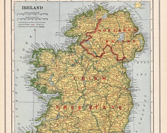 1921 Antique Ireland Map Vintage Map of Ireland Gallery Wall Library Decor Housewarming Gift for Anniversary Wedding Birthday 3103