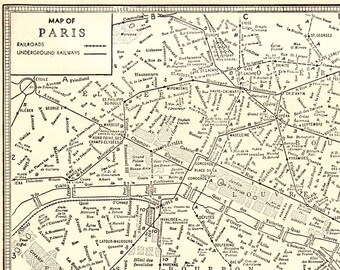 Paris Map Black and White | Etsy