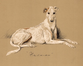 1940 Antique Greyhound Dog Art Print Vintage Lucy Dawson Greyhound Illustration Wall Art Decor Gift for Birthday 13444d