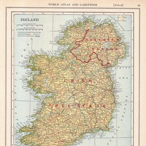 Mappa antica dell'Irlanda del 1925, mappa vintage dell'Irlanda, decorazione da parete per biblioteca, regalo di inaugurazione della casa per anniversario, matrimonio, compleanno 3878