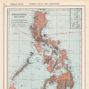 1921 Antique PHILIPPINES Map Vintage Map of the Philippine Islands Gallery Wall Art Graduation Gift for Wedding Anniversary Birthday 2972