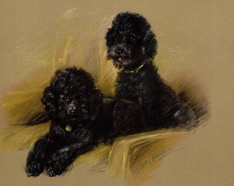 Vintage Poodle Print Wall Art Decor 1940s Lucy Dawson Poodle Illustration Gallery Art Home Decor Gift for Birthday 6998b