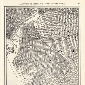 1909 Antique BROOKLYN Street Map of Brooklyn New York City Map Wall Decor Gift For Birthday Wedding Anniversary Graduation 2355
