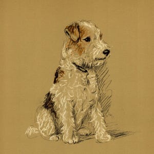 1940 Antique Fox Terrier Print Wall Art Decor Vintage Lucy Dawson Fox Terrier Dog Illustration Gift for Birthday 13499f