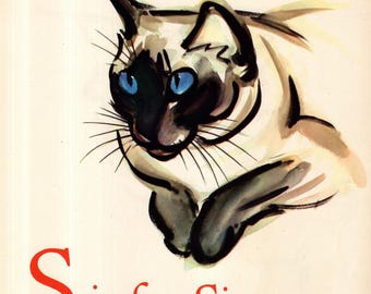 1940s Siamese Cat Print Antique ABC Print Letter S Alphabet Wall Art Print Siamese Cat Illustration Nursery Childrens Room Decor 13095