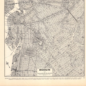 1943 Vintage Map of Brooklyn New York Street Map Brooklyn City Map Gallery Wall Decor Brooklyn Gift for Birthday Wedding  2948